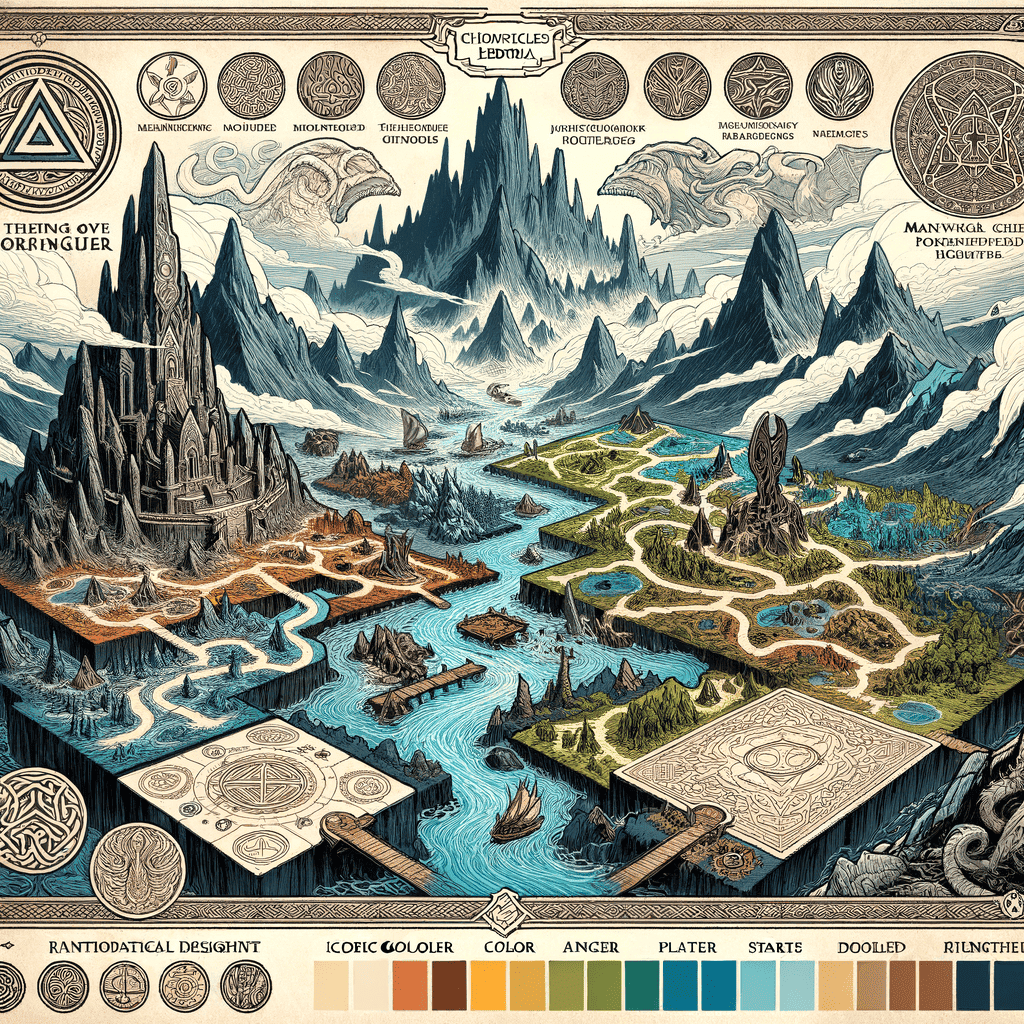 Concept sketch of a fantasy game board